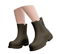 Bottes de Pluie pour Femme Semi-compensées Courtes Antidérapant Anti-Pluie en Caoutchouc Confort Pieds Larges Jardinage Polyvalentes Chaussures