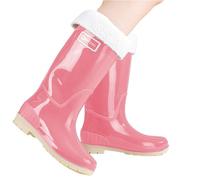 Bottes de pluie pour femme - Slip d'extérieur - Chaussures d'hiver doublées en polaire - Chaussures tendance pour la randonnée, le camping, l'utilisation quotidienne, Rose, 36 EU