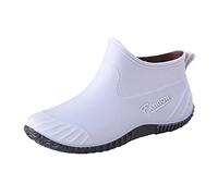 Bottes de Pluie Splash pour Femme Extérieur Imperméable l'eau Dessus Rond Chaussures PVC Antidérapantes Doublure en Tissu Travail Plein Air Confortable Antidérapant