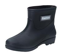 Bottes de pluie tendance pour femme - Tube court - Chaussures d'eau en plastique avec semelle antidérapante - Bottes chaudes en caoutchouc imperméables - Chaussures de patin à roulettes pour femme
