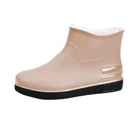 Bottes de pluie tendance pour femme - Tubes courts - Chaussures d'eau en plastique avec semelle antidérapante - Bottes en caoutchouc chaudes et imperméables - Chaussures en tissu pour femme, kaki, 40