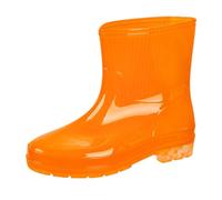 Bottes de pluie translucides imperméables en gelée pour femme, chaussures décontractées mi-mollet pour temps humide, chaussures élégantes pour la marche et les festivals, Orange, 37 EU