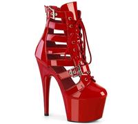 Bottes De Pole Dance À Plateforme De 17 Cm Pour Femmes, Talons Aiguilles, Boucle En Métal, Cuir Verni, Lacets, Montantes, Pour Soirées D'été, Bal De Promo, Dance, Salon, Moderne, Jazz, Latine(Red,38)