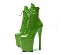 Bottes De Pole Dance À Plateforme De 20 Cm Pour Femmes, Talons Aiguilles, En Cuir Verni, À Lacets, Montantes, Pour Soirées D'été, Bal De Promo, Dance, Salon, Moderne, Jazz, Latine(Green,40)
