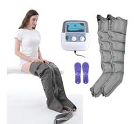 Bottes De PressothéRapie 6 CavitéS Jambes Et Ventre Et Bras, Massage Pression Jambes, Drainage Lymphatique Masseur éLectrique, Pression & Durée Réglables Facilement (Gris, 2 jambes)