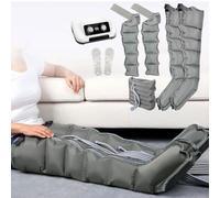 Bottes De Pressothérapie 6 Cavités, Masseur Électrique Compression d'air, Drainage Lymphatique Jambes, Appareil Massage Mollet, Pressotherapie Jambes Et Ventre Et Bras, Noir (Grey)