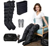Bottes De Pressothérapie 6 Chambres, Pressothérapie Jambe Et Ventre Et Bras,Appareil Drainage Lymphatique Circulation Sanguine Jambes,30-240mmHg, 1-60min,Télécommande Sans Fil