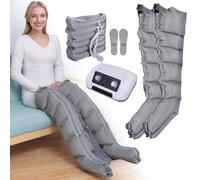 Bottes de pressothérapie pour jambes 6 chambres Machine de pressothérapie professionnelle pour abdomen Masseur Drainage lymphatique Circulation, 0-240 Mmhg réglables (jambes grises + abdomen L)