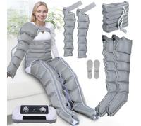 Bottes de pressothérapie pour jambes 6 chambres Machine de pressothérapie professionnelle pour la maison Abdomen Masseur Drainage Lymphatique Circulation, 0-240 Mmhg réglables (bras + jambes + abdomen