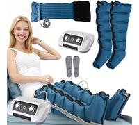 Bottes de pressothérapie pour jambes 6 chambres Machine de pressothérapie professionnelle pour la maison Abdomen | Masseur Drainage lymphatique Circulation, 0-240 Mmhg réglables (bleu 2 jambes +