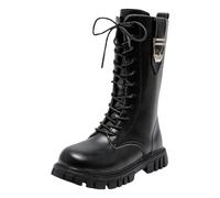 Bottes de princesse mi-mollet en cuir pour filles - Antidérapantes - Grande taille - Semelle souple à lacets - Élégantes et confortables - Idéales pour les petites filles - Bottes longues à la mode