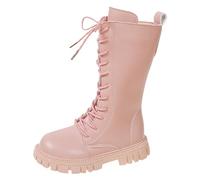 Bottes de princesse mi-mollet en cuir pour filles - Antidérapantes - Grande taille - Semelle souple à lacets - Élégantes et confortables - Idéales pour les petites filles - Bottes longues à la mode