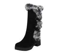 Bottes de randonnée chaudes pour femme, bottes de ski en plein air, bottes de voyage d'hiver épaississantes, Noir , 39.5 EU