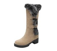 Bottes de randonnée chaudes pour femme, bottes de ski en plein air, bottes de voyage d'hiver épaississantes, beige, 37.5 EU