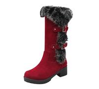 Bottes de randonnée chaudes pour femme, bottes de ski en plein air, bottes de voyage d'hiver épaississantes, Rouge, 39 EU