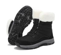 Bottes de randonnée d'hiver pour femme - Bottes de neige épaisses et moelleuses avec doublure en fausse fourrure, antidérapantes et décontractées, Noir , 42 1/3 EU