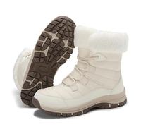 Bottes de randonnée d'hiver pour femme - Bottes de neige épaisses et moelleuses avec doublure en fausse fourrure, antidérapantes et décontractées, blanc, 42.5 EU