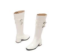 Bottes De Robe pour Femmes Jusqu'au Genou À Bout Carré Et Talon Carré | Bottes Décontractées D'automne Bottes Hautes, Fermeture Éclair Latérale, Usage Quotidien, Sortie En Soirée, Longues Bottes
