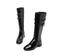 Bottes De Robe pour Femmes Jusqu'au Genou À Bout Carré Et Talon Carré | Bottes Décontractées D'automne Bottes Hautes, Fermeture Éclair Latérale, Usage Quotidien, Sortie En Soirée, Longues Bottes