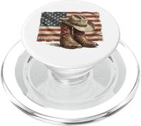 Bottes de rodéo Western Vintage Cowboy Drapeau Americana PopSockets PopGrip pour MagSafe