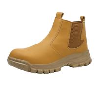Bottes de sécurité antidérapantes pour homme - Chaussures de travail - Chaussures de soudeur - Bottines à enfiler - Bottines imperméables - Courtes - Chaussures de protection en cuir, jaune, 47 EU