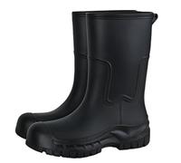 Bottes de sécurité unisexes montantes entièrement imperméables en caoutchouc antidérapant avec embout en acier pour la randonnée, le travail de cour, le style Mucker en plein air, Noir , 39 EU