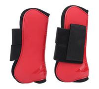 Bottes de tendon de cheval, coque en polyuréthane, protège-jambes de cheval avec rembourrage en néoprène élastique, support de menottes pour saut et équitation, bottes rouges avant ou arrière pour