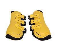 Bottes de Tendon de Cheval Ouvertes à l'avant réglables et Respirantes Bottes de Protection de Jambe Avant de Cheval pour l'entraînement de Saut d'équitation Jaune 2 pièces (L)