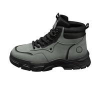 Bottes de travail à bout en acier pour homme, confortables, imperméables, pratiques, en cuir, à lacets, chaussures de marche, de travail, polyvalentes, respirantes pour l'automne et l'hiver, Vert, 41