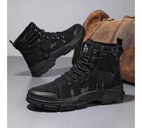 Bottes de travail à lacets montantes pour hommes, bottes en PU rétro à la mode pour l'extérieur, respirantes et antidérapantes, parfaites pour les activités de plein air comme le tourisme, la randonné