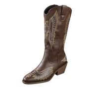 Bottes de western pour femme - Élégantes - Bottes d'hiver - Bottes de cowboy occidental - En daim - Confortables - Bottes de cowboy - Bottes de cowboy - Bottes larges et confortables, marron, 40 EU