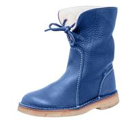 Bottes décontractées plats et bout rond pour la saison automne et hiver avec lacets sur le devant coupe basse, couleur unie, fond plat, grande taille, bottes de neige d'hiver Portefeuille (Blue, 42)