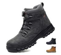 Bottes d'équitation, chaussures de travail pour homme, bottes de sécurité S3, chaussures de sécurité en cuir avec embout en acier, imperméables, antidérapantes, bouton rotatif, anti-smash et