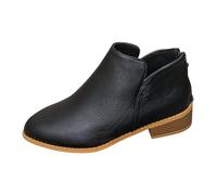 Bottes d'équitation courtes pour femme avec fermeture éclair, bottes de cowboy courtes à bout pointu, semelle de traction antidérapante, chaussures synthétiques durables pour soirée, cocktail, Noir