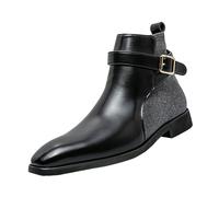 Bottes d'équitation en cuir pour homme - Doublées avec talon pointu - Bottes courtes - Bottes d'affaires vernies - Bottines en cuir - Style britannique - Bottines d'équitation tendance - Marron et