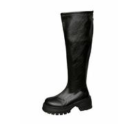 Bottes d'équitation hautes au genou avec semelle compensée épaisse, bottines tendance pour l'automne et l'hiver avec fermeture éclair à l'arrière, chaussures confortables, Noir , 38 EU
