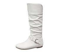 Bottes d'équitation pour femme - Manches - Fermeture éclair latérale - Ceinture mi-mollet - Bottes de cowboy pour femme - Été, Blanc., 37.5 EU