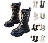 Bottes d'équitation pour fille avec doublure en polaire - Bottes d'équitation pour enfants et filles - Avec fermeture éclair latérale - Bottines antidérapantes - Chaussures chaudes - Bottes d'automne