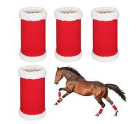 Bottes d'équitation rouges en fausse fourrure avec motif Père Noël, bandages debout et leggings pour chevaux, cours d'équitation, clubs, durables et élégants