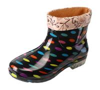 Bottes d'extérieur en Caoutchouc pour Femme Imperméable Coupe-Vent Pluie Semi-compensées Chaussures Unisexes Adhérence Boue/Glace Semelle extérieure Gomme Festivals Boue