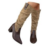 Bottes d'hiver 2026 pour femme de style cowboy avec talon bloc à talon bas pour la vie quotidienne, les voyages, les rendez-vous, fermeture éclair latérale, couleur unie, idéales avec un jean, semelle