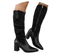 Bottes d'hiver 2026 pour femme de style cowboy avec talon bloc à talon bas pour la vie quotidienne, les voyages, les rendez-vous, fermeture éclair latérale, couleur unie, idéales avec un jean, semelle