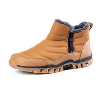 Bottes d'hiver 2026 pour homme - Couleur unie - Fermeture éclair latérale - En daim - Facile à nettoyer - Pour les jours de pluie - Par temps froid - Doublure chaude, jaune, 40 2/3 EU