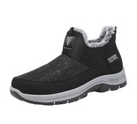 Bottes d'hiver à enfiler pour homme avec doublure en fourrure chaude et | Col élastique, dessus résistant à l'eau, semelle antidérapante légère, adaptée pour la marche, les voyages et les activités
