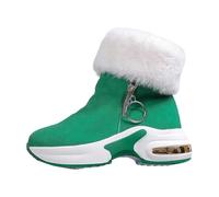 Bottes d'hiver à plateforme doublées isolantes et chaudes avec talon plat pour activités de plein air par temps froid, vert, 36 EU