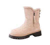 Bottes d'hiver à plateforme en daim léger pour femme - Pour la randonnée, la marche en ville, la marche à la campagne, les genoux et le mollet large, beige, 38.5 EU