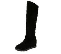 Bottes d'hiver à talon caché avec doublure en peluche, chaussures chaudes à enfiler pour les sorties décontractées, le quotidien d'hiver et les activités de plein air, Noir , 36.5 EU