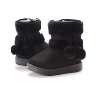 Bottes d'hiver avec doublure en polaire pour fille - Chaudes et confortables - Avec fermeture éclair - Semelle souple antidérapante - Chaussures d'extérieur décontractées, Noir , 31.5 EU