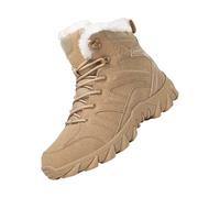 Bottes d'hiver chaudes doublées à lacets pour homme avec semelles antidérapantes en daim synthétique, beige, 39 1/3 EU