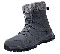 Bottes d'hiver chaudes doublées à lacets pour homme - Tige imperméable - Semelles antidérapantes, gris, 42 2/3 EU